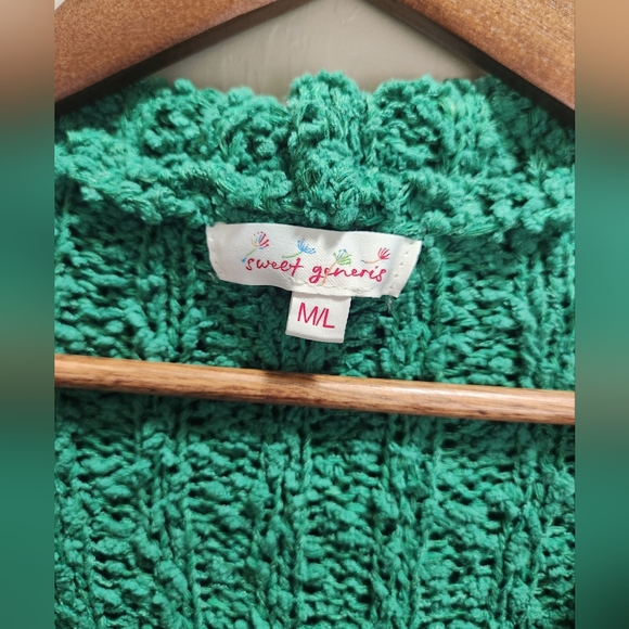 Sweet Generis Sft Knit Green Long Cardigan Sweater with Pockets - Picture 5 of 9